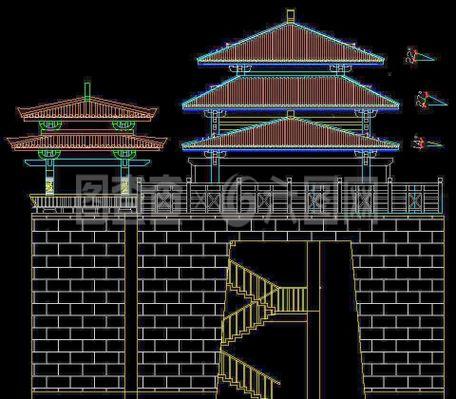 古城門建筑施工圖 側(cè)立面